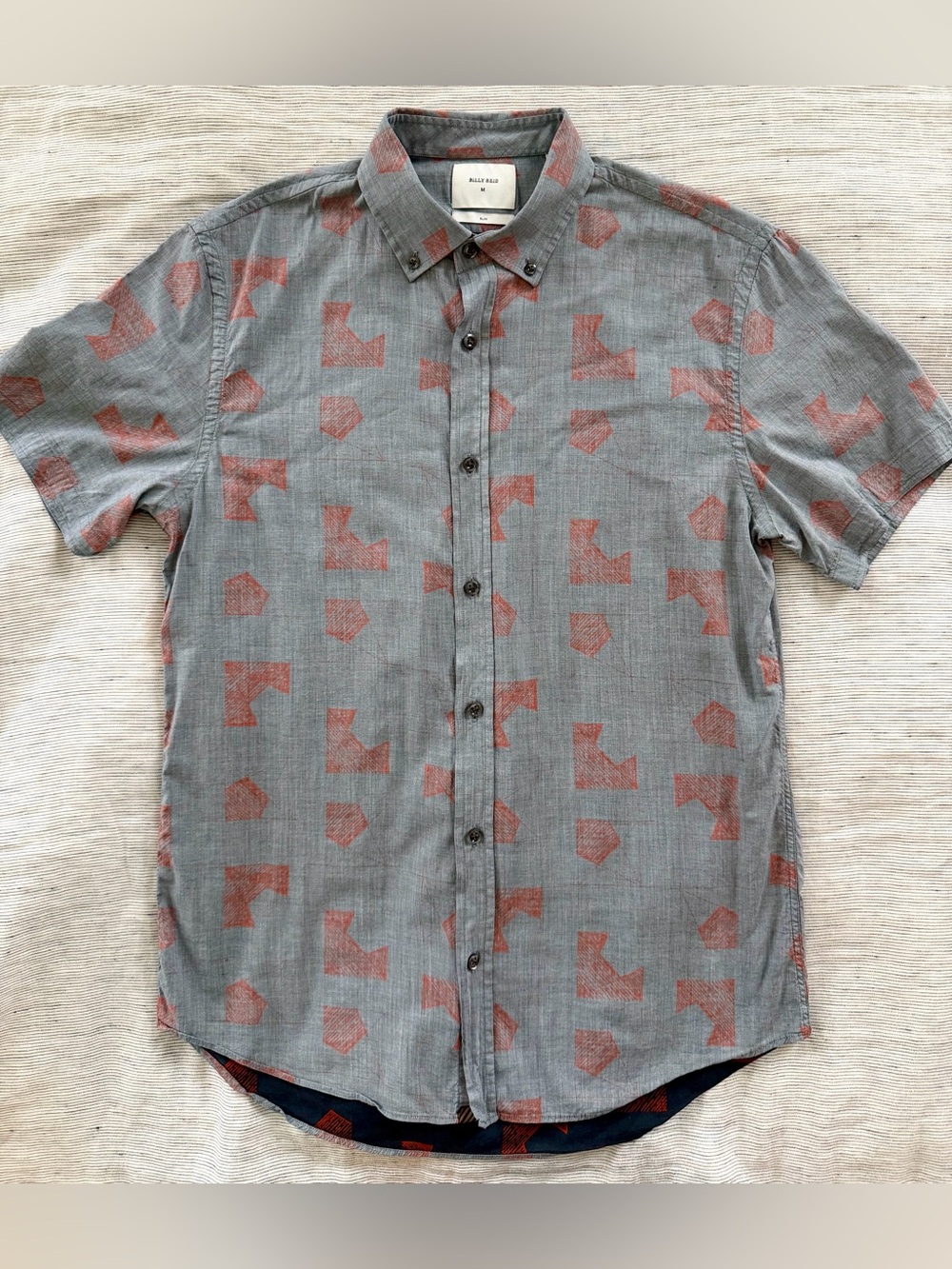 Billy Reid Lightweight Patterned Short-Sleeve Button Down Shirt - Slim Medium